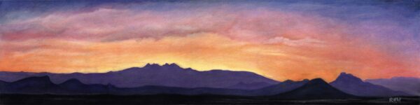 Scottsdale sunrise looking east using colored pencil on illustration board