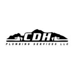 CDH Plumbing Services logo featuring a black mountain with white pipes or wrenches overlayed on top