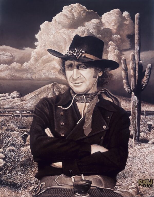 Depiction of Gene Wilder from "Blazing Saddles" with an Arizona twist using acrylic on canvas